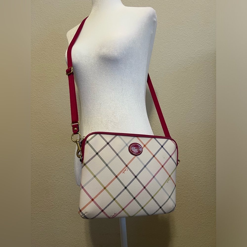 Coach Multicolor Plaid Crossbody Bag 🍒